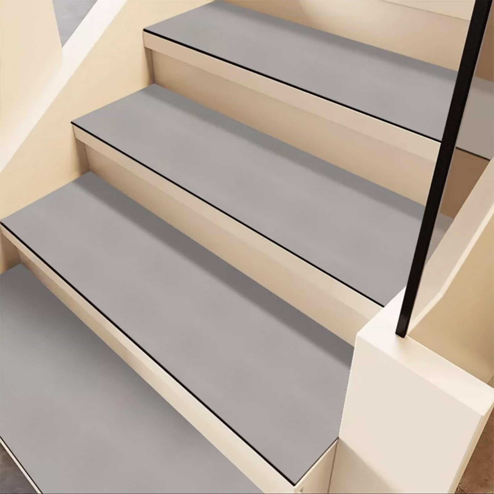 Alfombra para peldaños de escalera de madera gris plata de 70x70 cm autoadhesiva