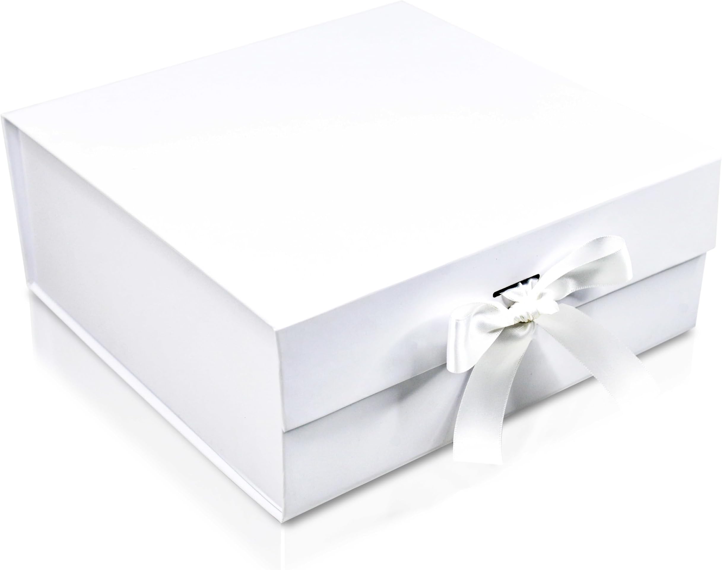 RBS® - MEDIUM White Gift Box 26 x 26 x 10cm Gift Boxes For Packaging (1 Pack) Decorative gift packing box Multipurpose gift hampers Hold up to 8 kg Reuse gift box for packing (Medium White)