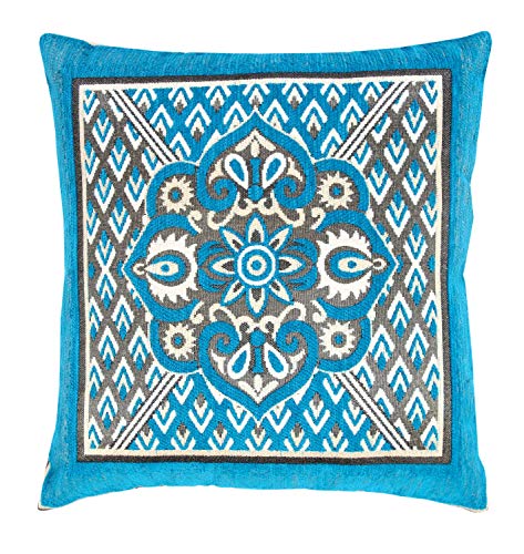 Image of Nendle Velvet 500TC Cushion Covers, 16 x 16 Inches, Sky Blue, Set of 5 Pieces