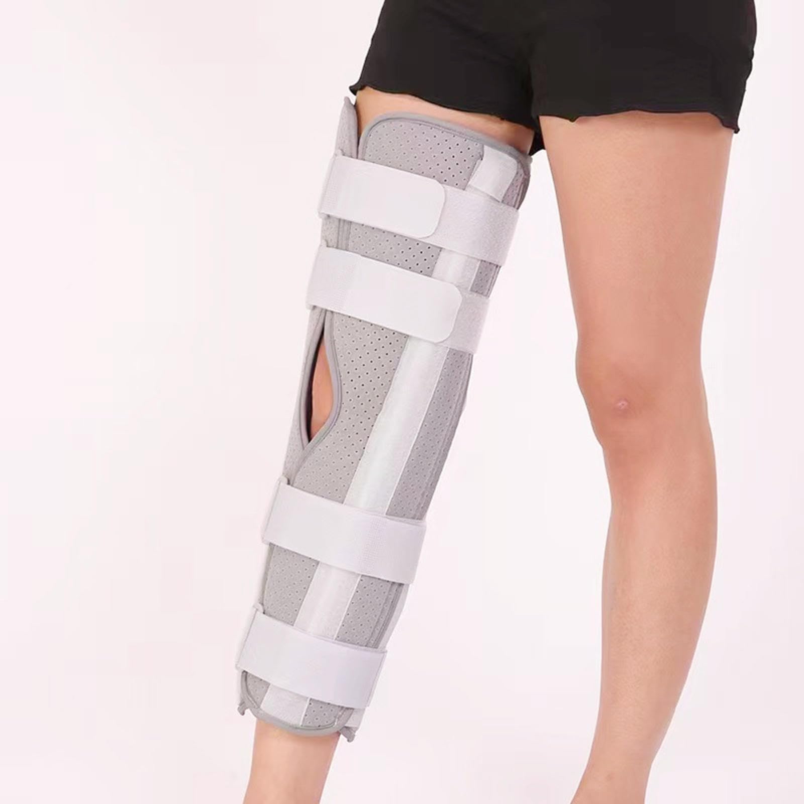 Stecca per Ginocchio Traspirante, Fascia per Ginocchio In Tre Pezzi, Ginocchiera Regolabile per Gamba Sinistra o Destra, Ginocchiera Post Operatoria per Rottura Del Menisco, Riabilitazione,M