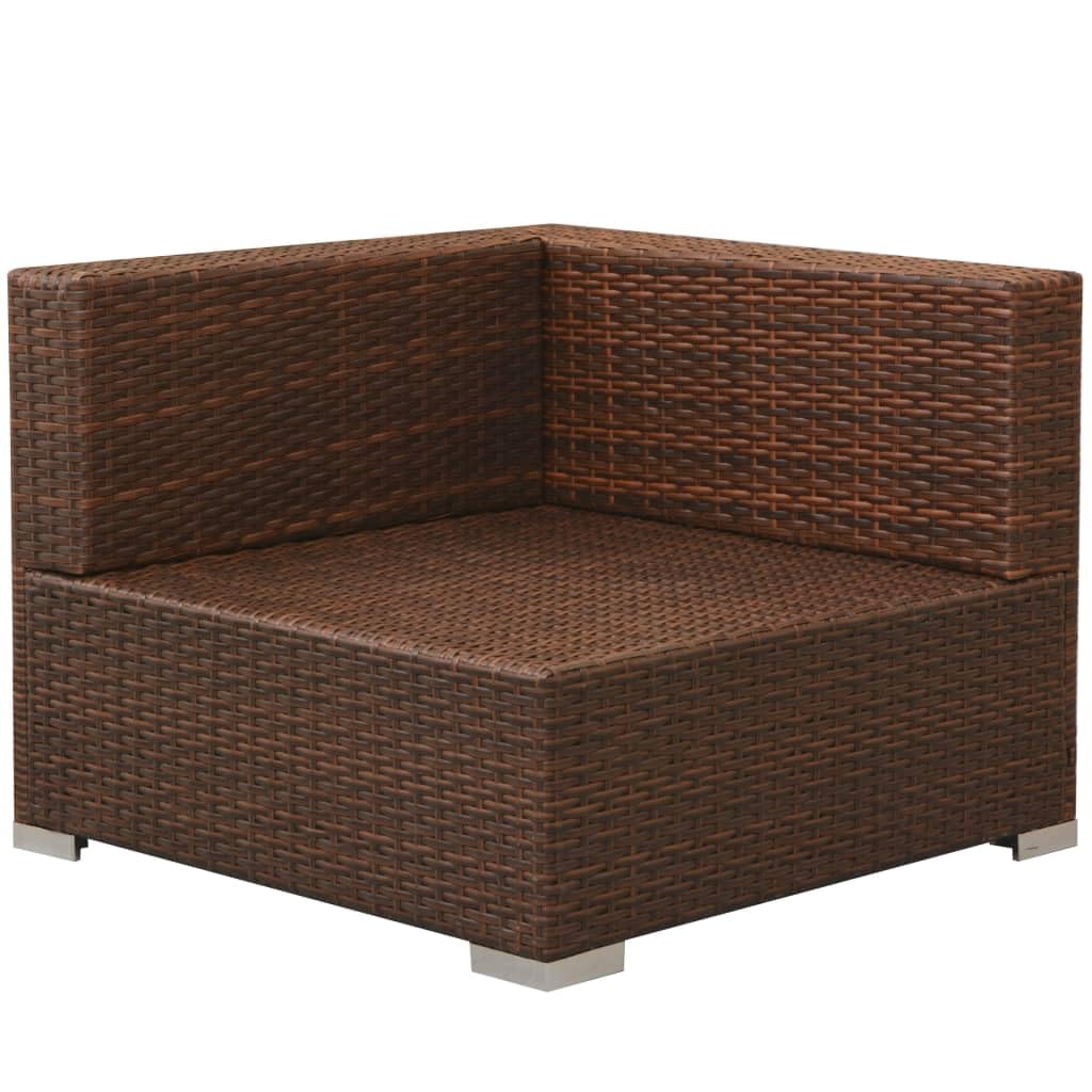 Set Divani da Giardino 3 pz in PE Rattan con Lettino Marrone | Arredo modulare con sdraio reclinabile e cuscini imbottiti per relax in patio, terrazzo o giardino esterno.
