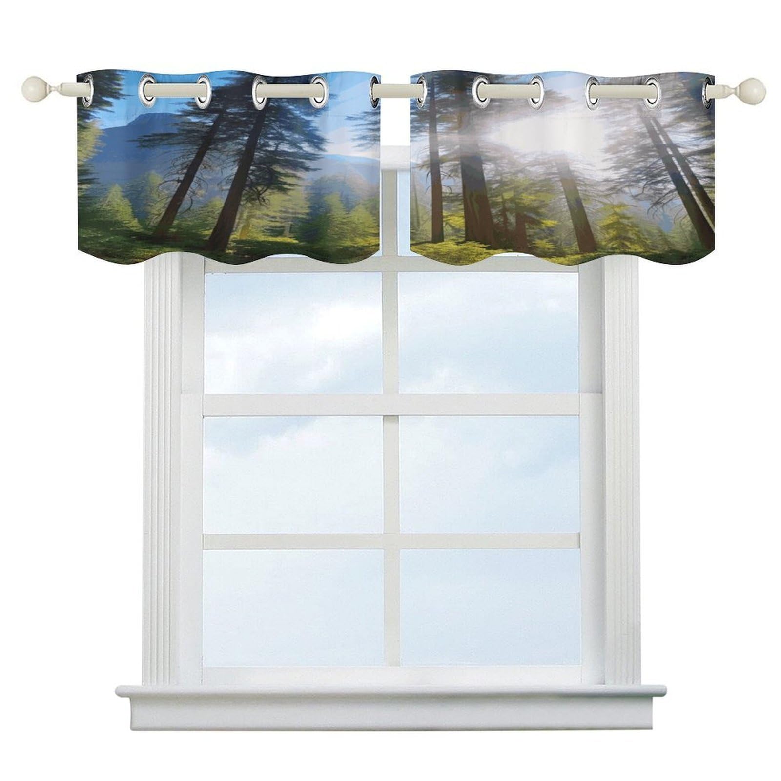 Fekiloot Style National Parks Sunshine Trees Short Curtains Valance Curtain