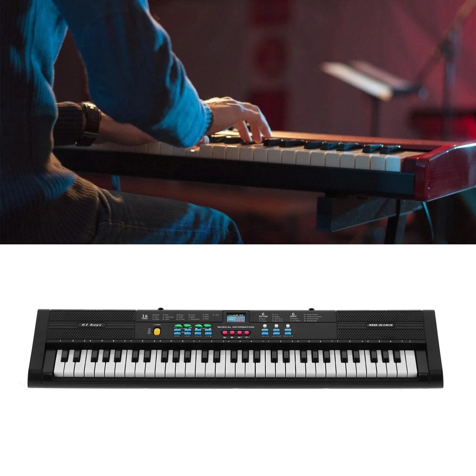 Pianino Elektroniczne 61 Klawiszowe Pianino Elektroniczne Wielofunkcyjne Z Kablem USB I Mikrofonem Instrument Klawiszowy