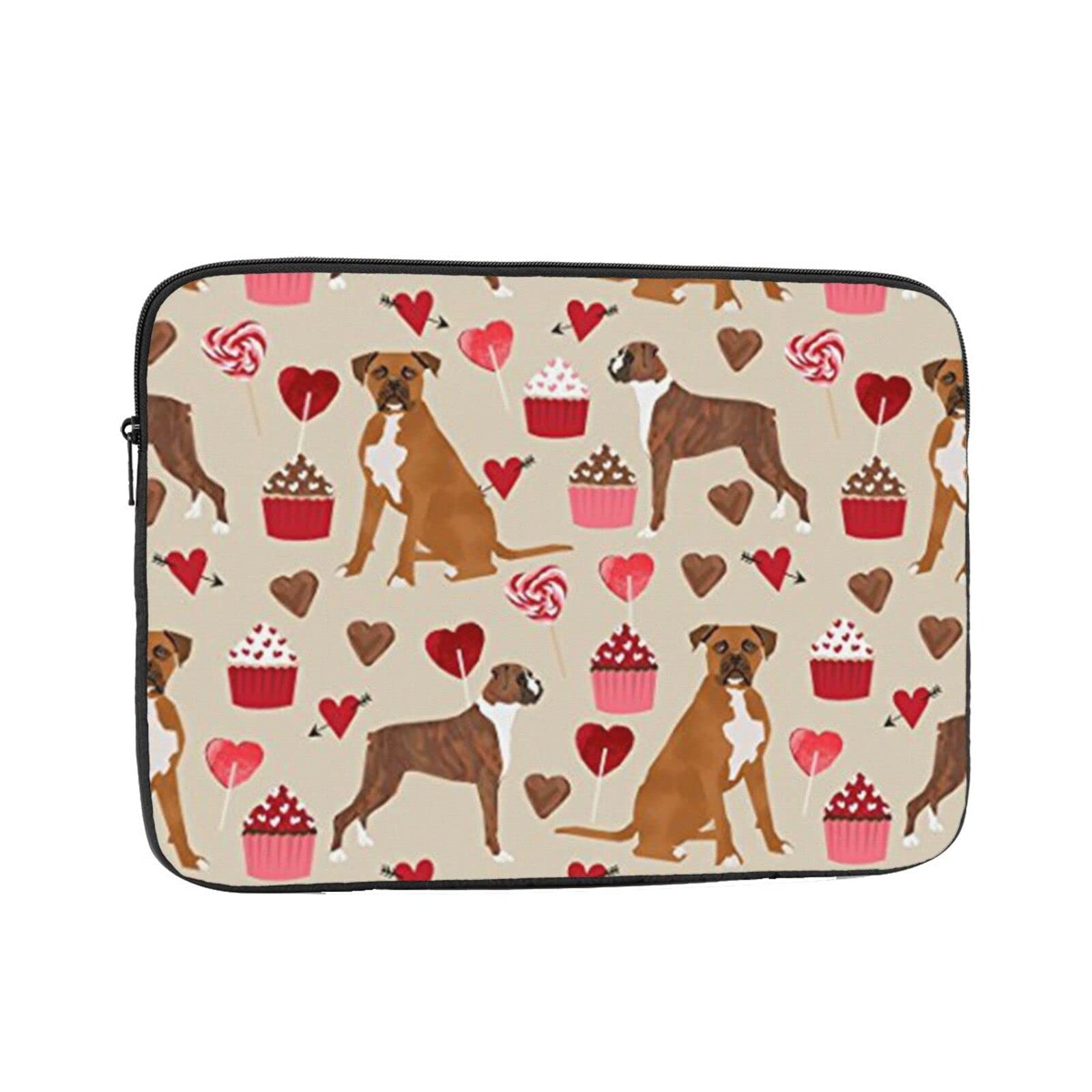 Boxer Dog Valentines Love Cupcakes Laptop Sleeve Bag Evecase 15 Inch Neoprene Universal Sleeve Zipper Protective Cover Case for Notebook