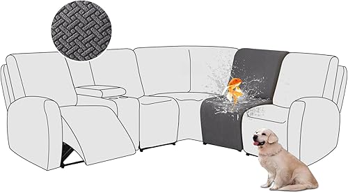 Miniatura 84 de ALIECOM Fundas 100% impermeables para sofá seccional reclinable en forma de L, funda elástica para sofá seccional reclinable de esquina, protector