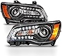 ACANII - For 2011-2014 Chrysler 300 Halogen Factory Style LED DRL Black Headlights Headlamps Driver + Passenger Side