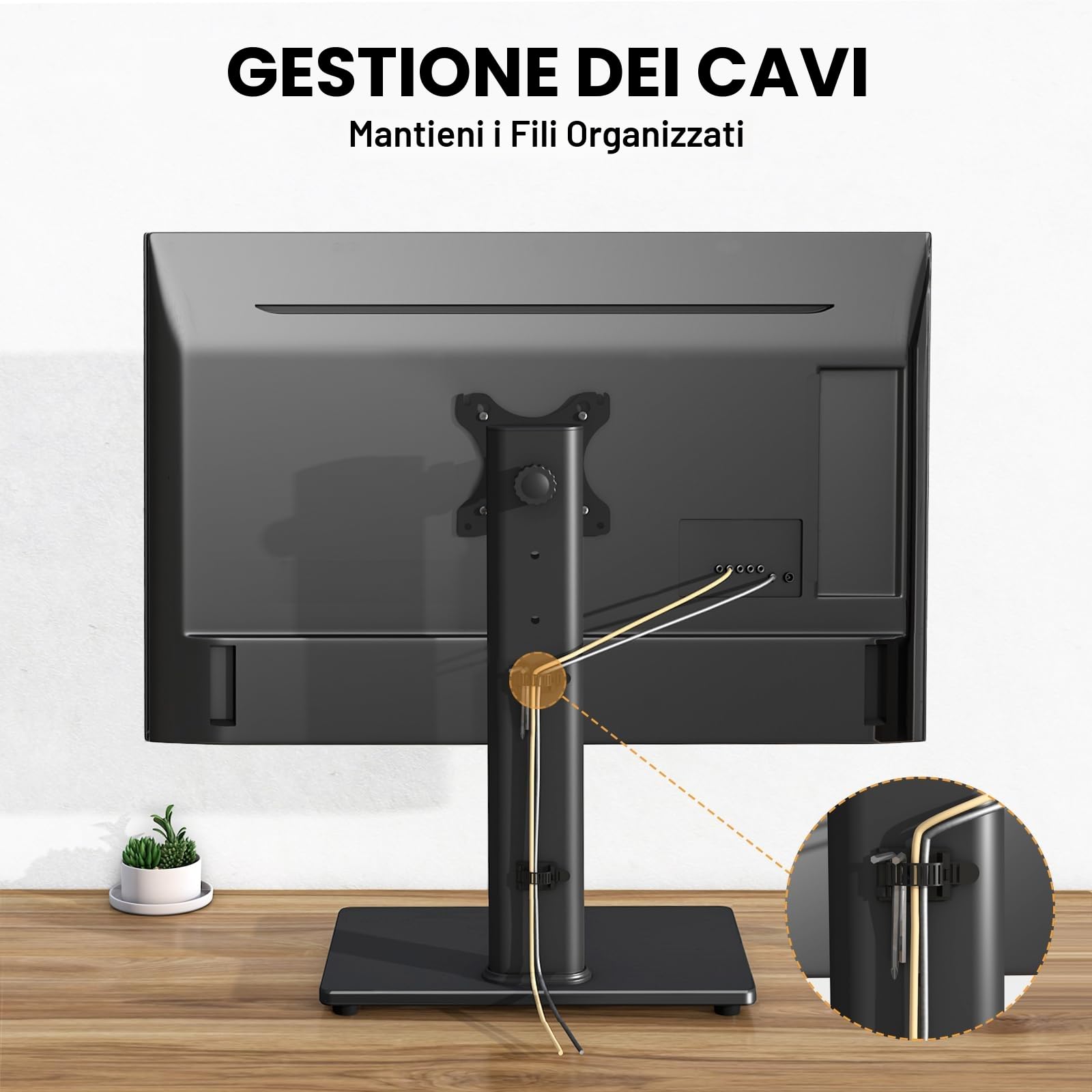 5Rcom Vesa - Supporto da scrivania autoportante per PC da 13-32 pollici, con regolazione dell'altezza girevole, VESA max 100 x 100 mm, peso massimo 10 kg