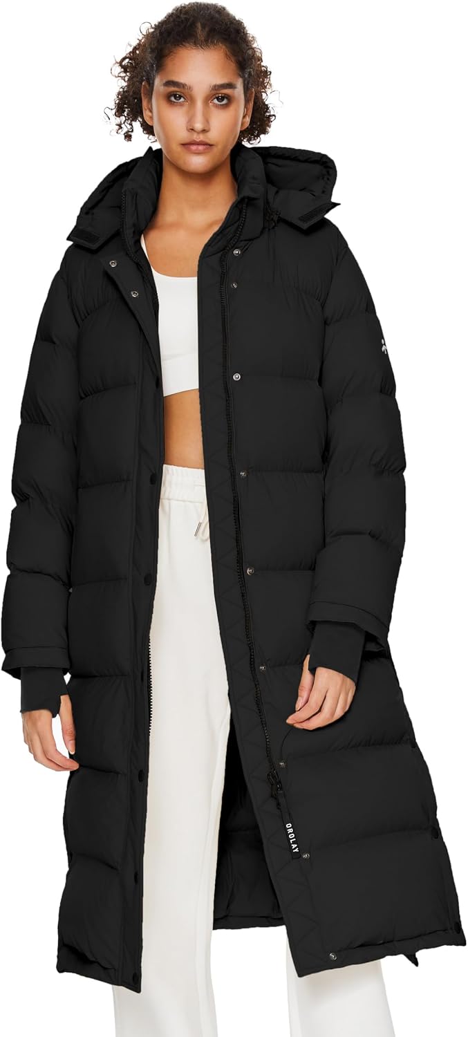 Orolay Women's Maxi Puffer Jacket Winter Warm Down Coat Casual Loose Jacket with Detachable Hood