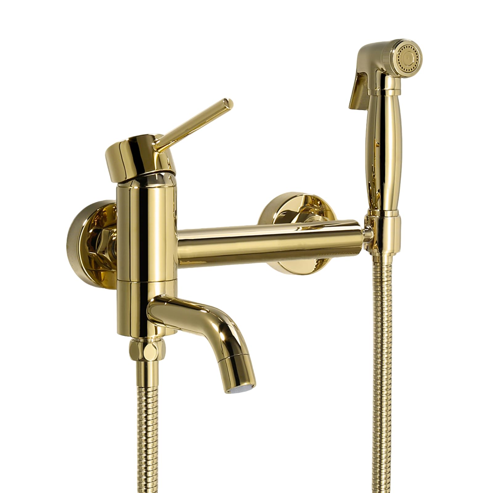 Yjyjy Gold Wall Mount Bidet Mixer Spray Set Toilet Douche Hot And Cold Bidet Tap With Sprayer Kit Set