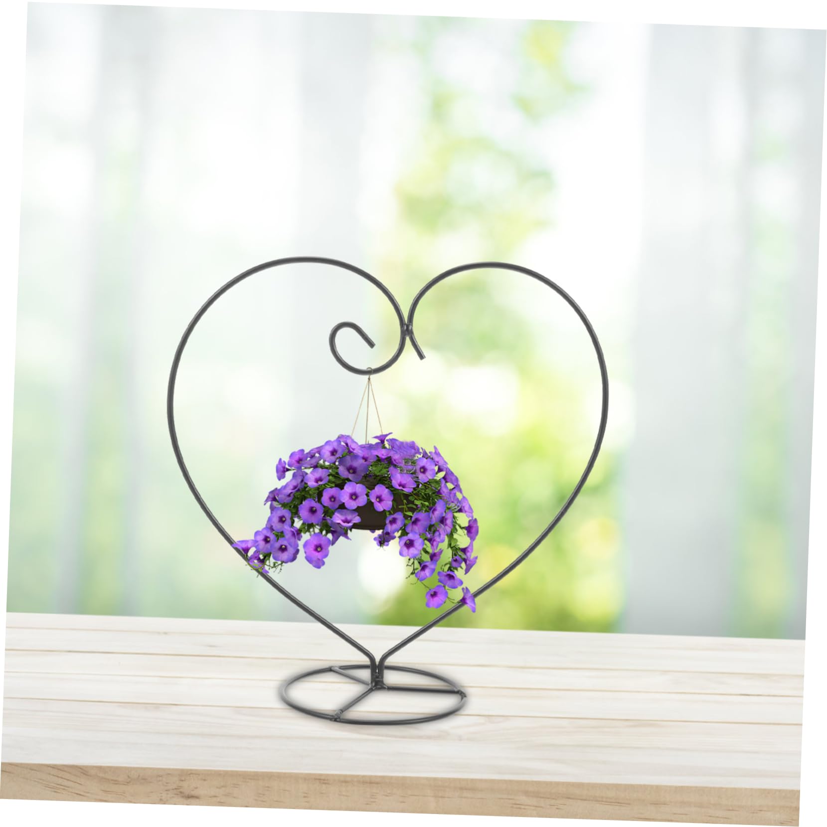 STOBAZA 6pièces Support Décoratif Fer Forme De Cœur Pour Suspensions Verre Terrarium Et Plantes Aériennes Support Élégant Pour Décorations De Mariage Et Maison Noir