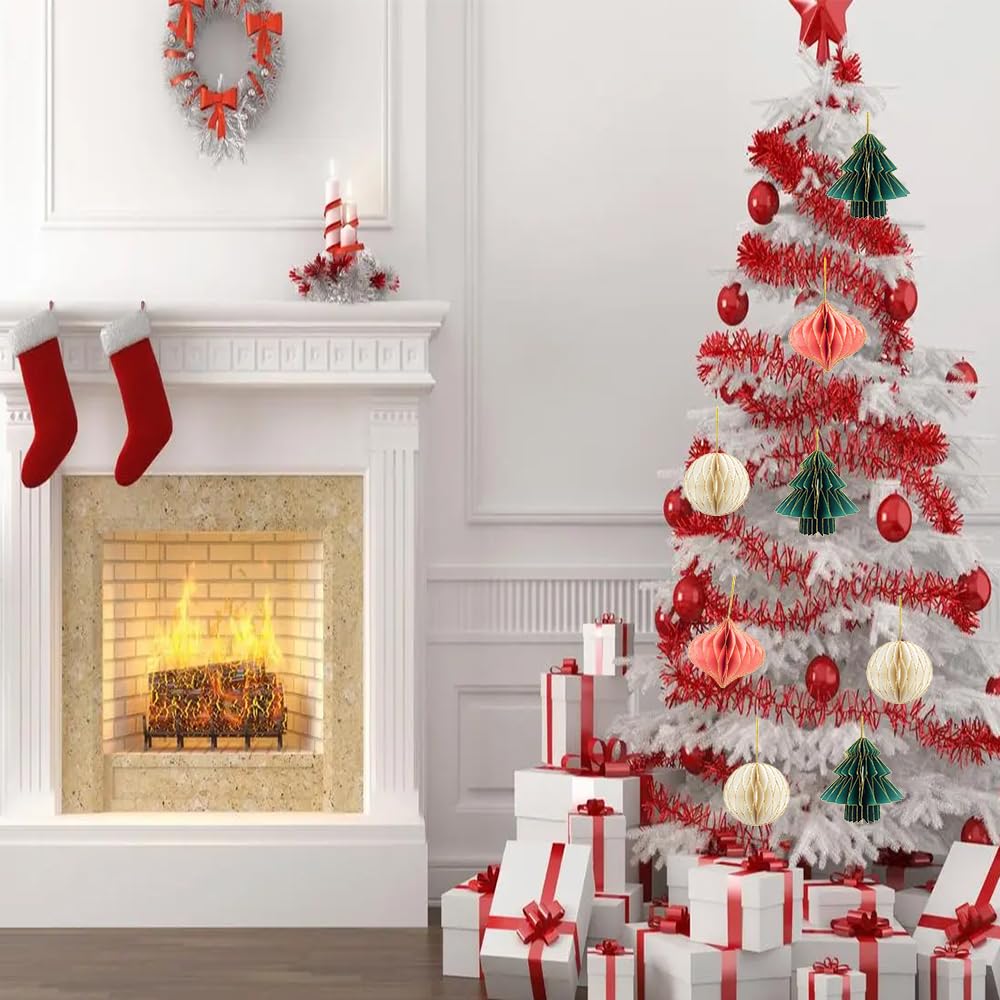 Namalu 12 Palline Ornamentali A Nido D'Ape Per Albero Di Natale - Con Bordo Glitterato, Colori Multicolore, 10 Cm