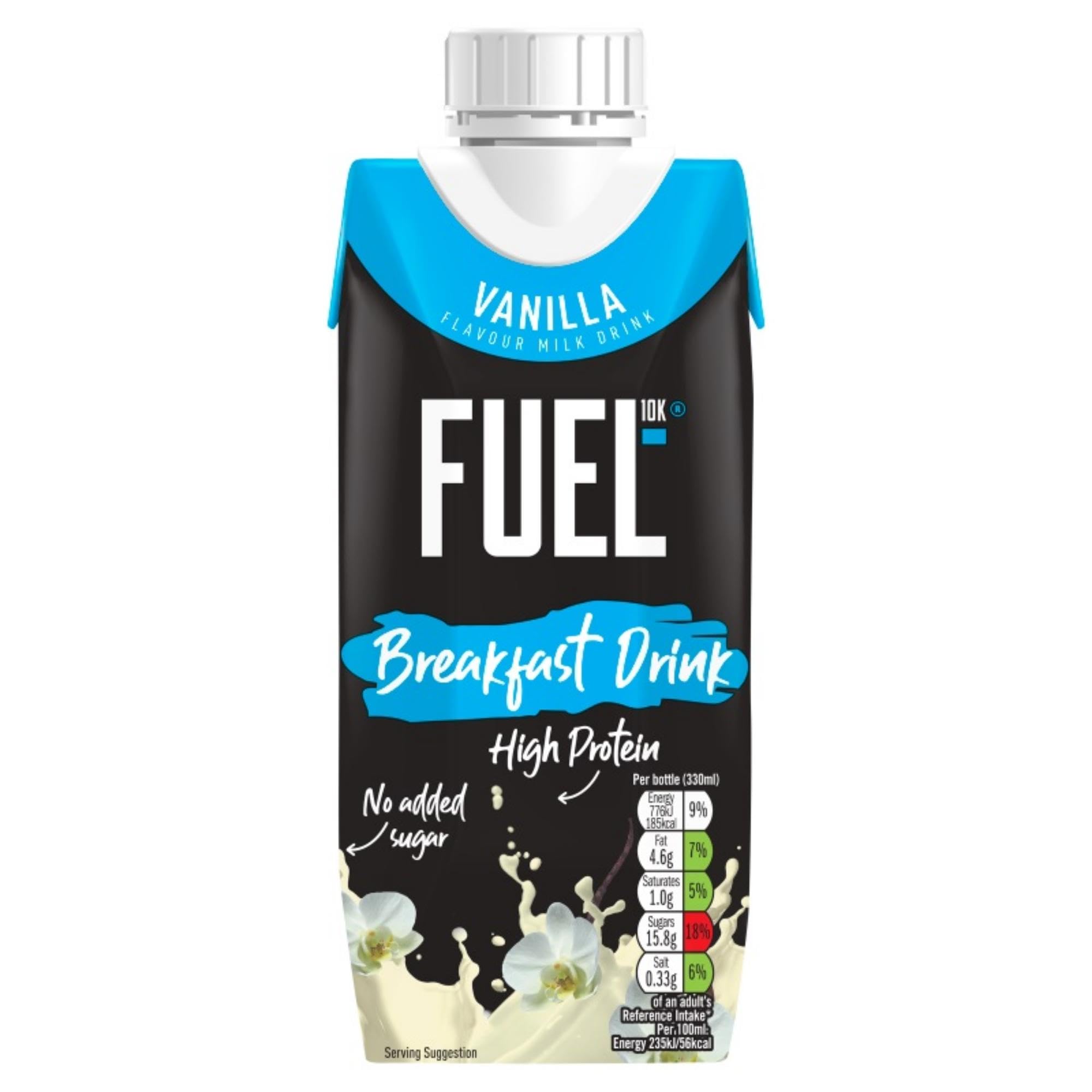 FUEL10K Vanilla High Protein Milk Breakfast Drink, 330 ml (Pack of 1)