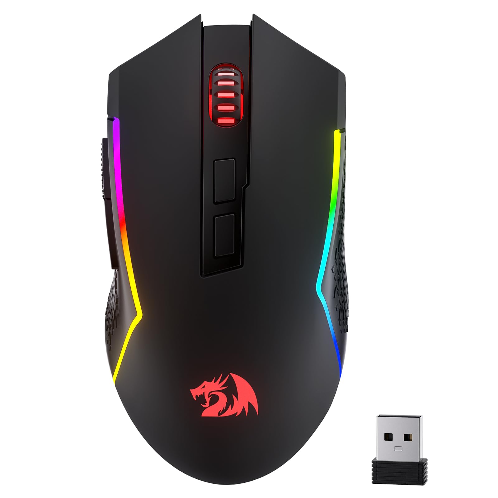Redragon Ratón inalámbrico para juegos M693 LIT, 8000 DPI con conexión de 3 modos, BT y 2.4G inalámbrico, 7 botones macro, capacidad de alimentación fiable para PC/Mac/Laptop