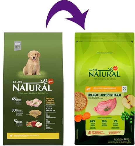 Guabi Natural Ração Cães Filhotes Grande E Gigante Frango E Arroz 20Kg