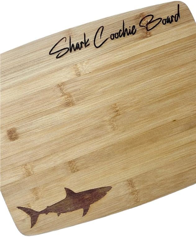 8" x 10" Shark Coochie Board, Bamboo Cutting Board, Custom Bamboo Cutting Board, Engraved Cutting Board, Funny Cutting Board, Gift Idea, Shark Theme