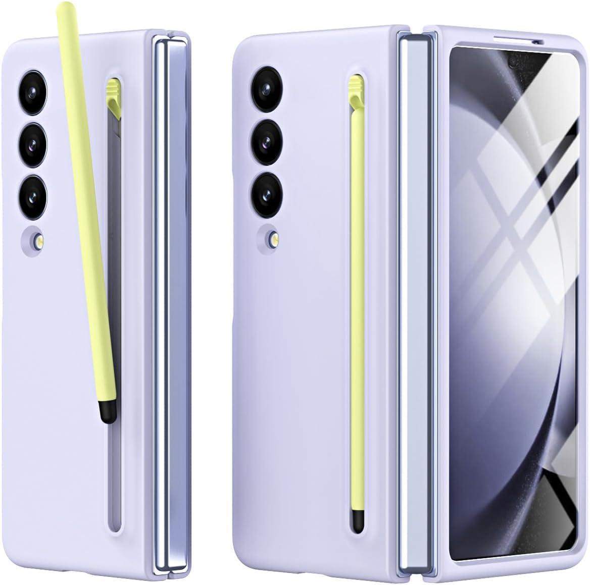 Miimall for Samsung Galaxy Z Fold 4 Case with S Pen, Fold 4 Pen with Pen Holder + Front Screen Protector Film + Anti-Slip Matte Case for Galaxy Z Fold 4 2022 Purple