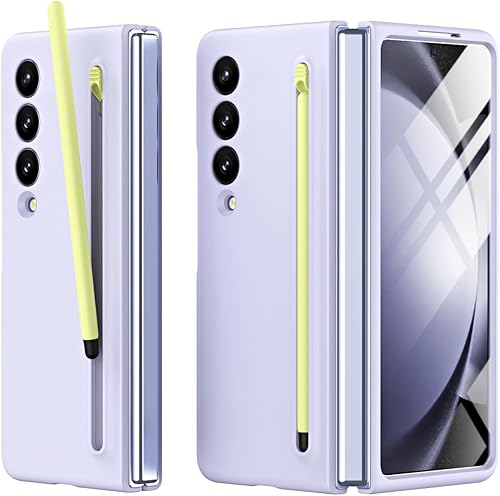 Miimall Funda para Samsung Galaxy Z Fold 4 con S Pen, Fold 4 Pen con soporte para bolígrafo + película protectora de pantalla frontal + funda mate