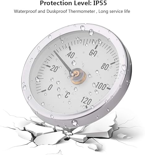 Miniatura 6 de Termómetro para interiores y exteriores, termómetro de pared grande, temperatura bimetálica IP55 0-120 para patio, piscina, cocina, jardín, pared y