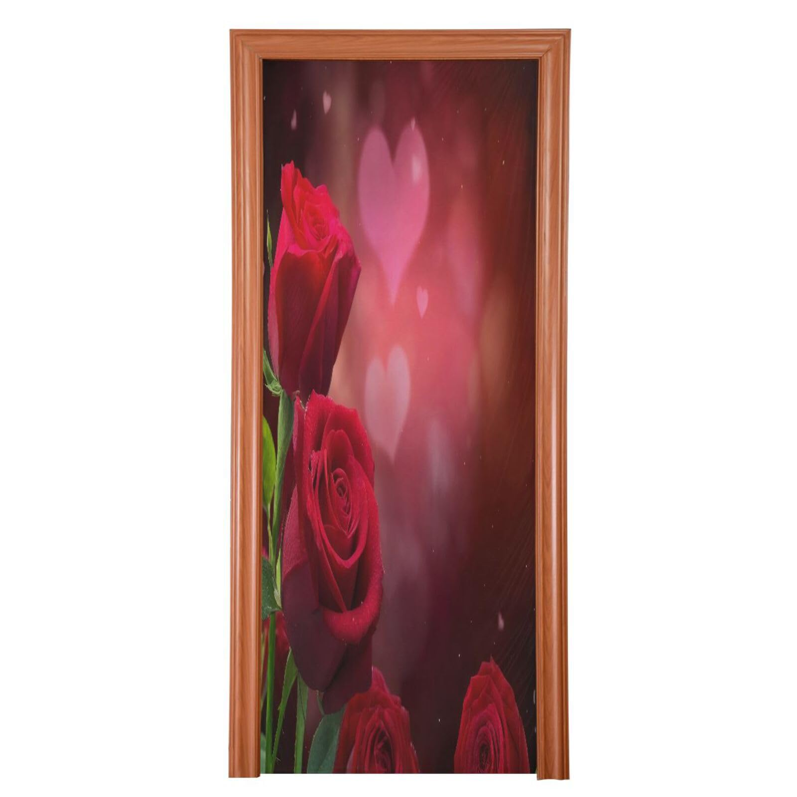 FLildon Red Roses Valentine's Day Door Cover Decoration, Party Accessory Porch Decor for Festive Ornament Room Door Covers 36 x 98 Inch