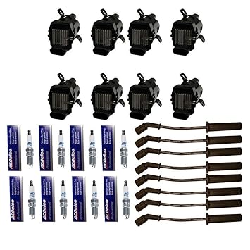 8 AD Auto Parts Ignition Coils + 8 OEM 41-962 Platinum Spark Plugs + 1 OEM 9748HH Spark Plug Wires