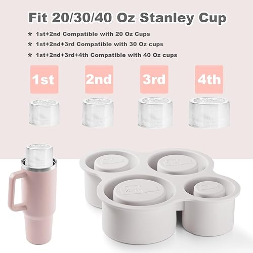 Miniatura 3 de Nax Caki Gery - Molde cilíndrico hueco para cubitos de hielo Stanley de 20 onzas, 30 onzas, 40 onzas, accesorios de taza Stanley, molde de hielo de