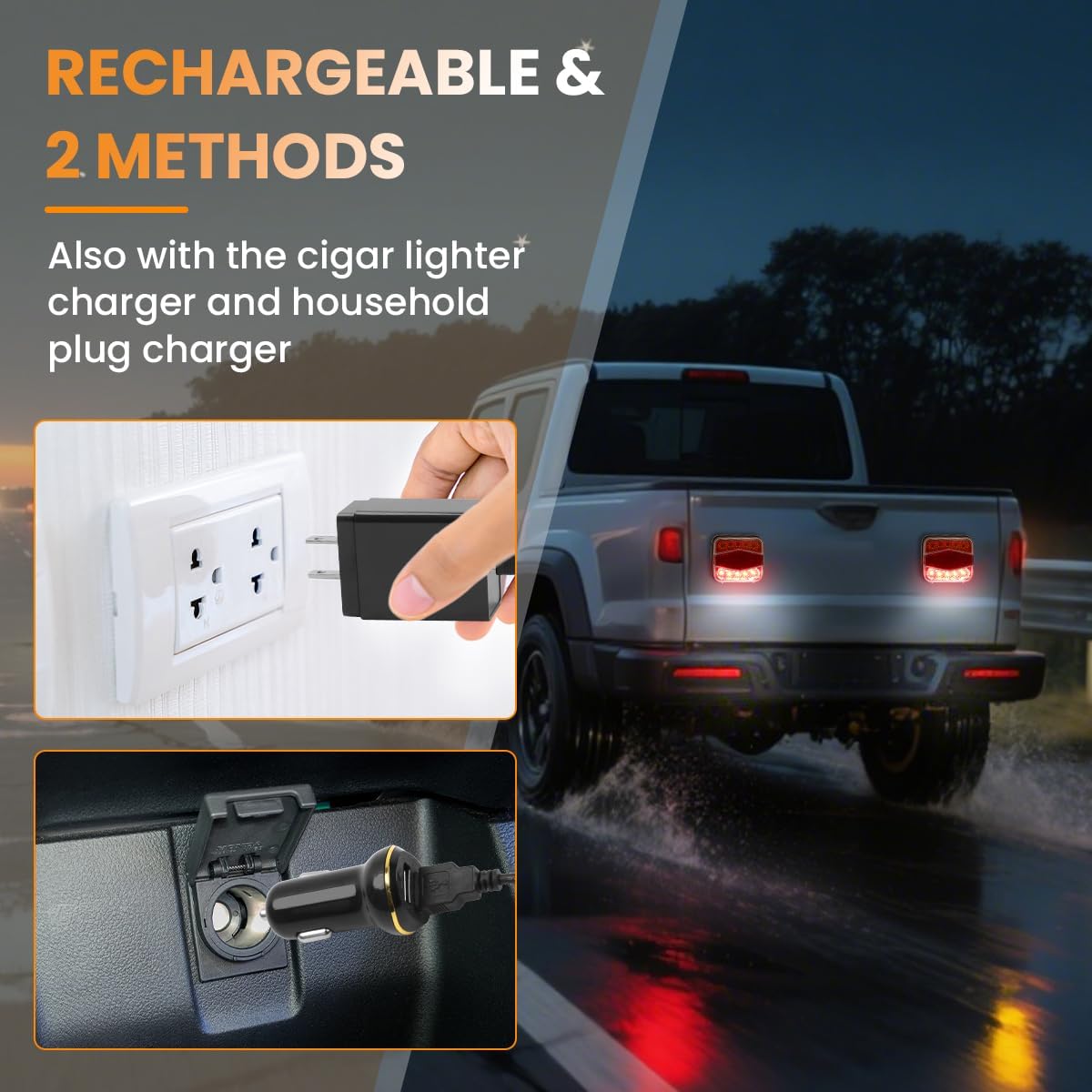 2026 Wireless LED Trailer Lights Kit, with 7 Pin Plug & Magnetic Base, Rechargeable Towing Light for Trailers, RVs, SUVs, and Boats