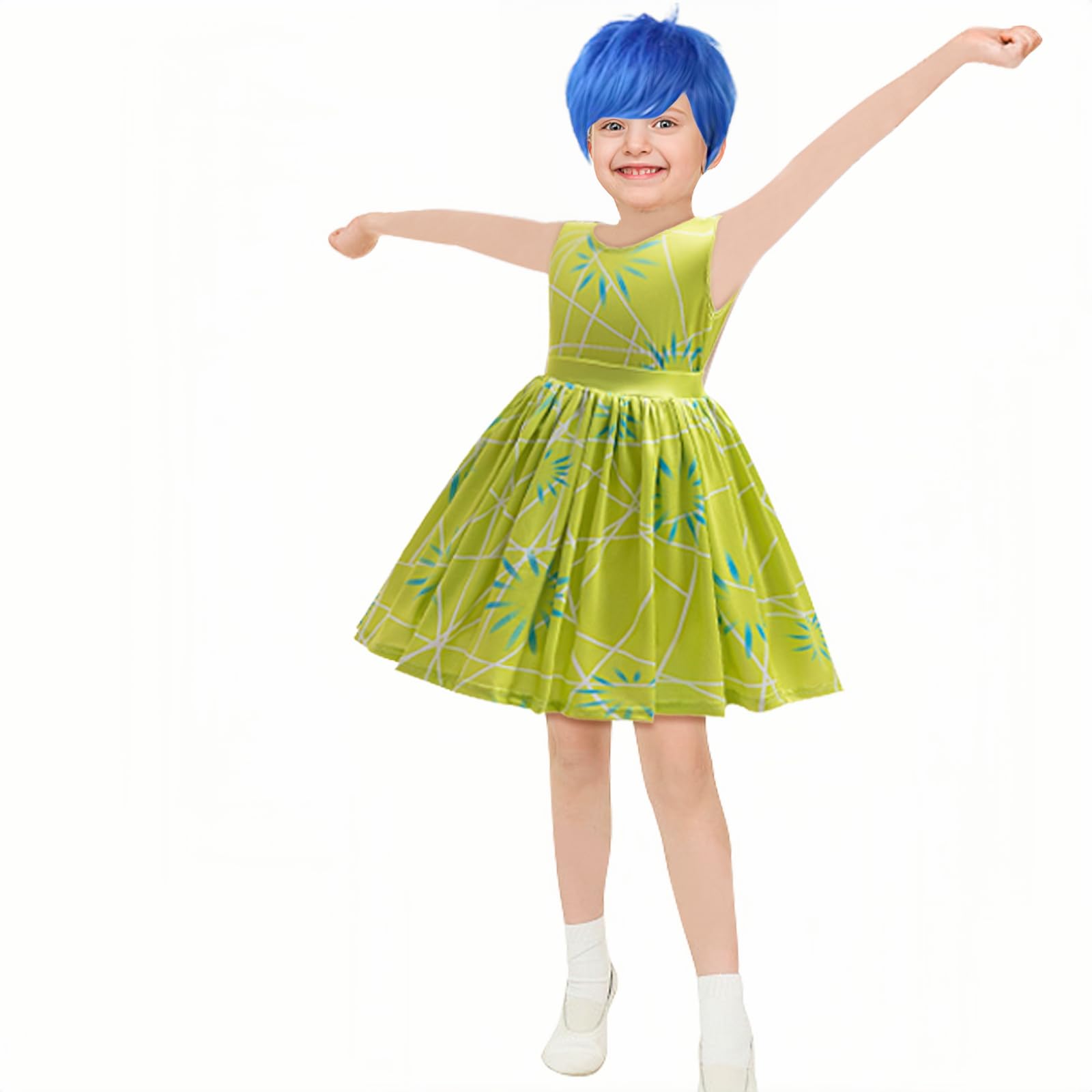 keaiyouhuo Ragazze Disgusto Principessa Vestito Gioia Costume Bambini Cosplay Vestire Halloween Compleanno Natale Abiti con Parrucca