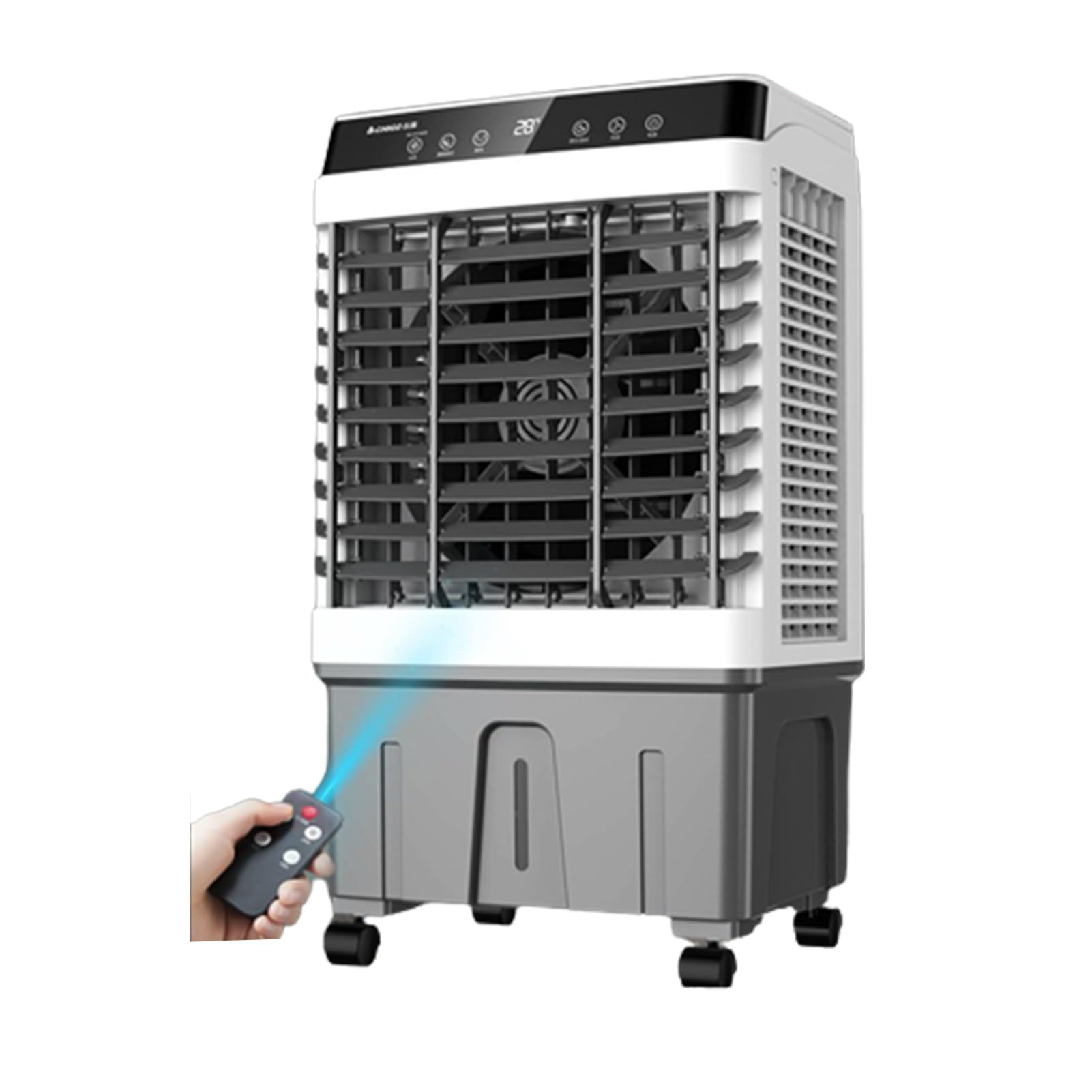 LIPJIA Air Cooler,Evaporative Air Cooler Fan, Mobile AC with 3 Wind Speeds & Oscillation, 24H Timer, 30-100L Capacity for Home Office School, with Casters