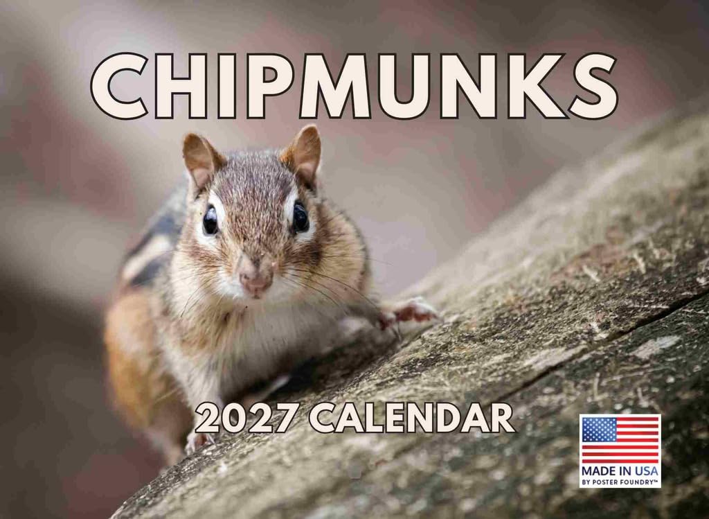 Chipmunk Calendar 2025 Monthly Wall Calender 12 Month | American Made In The USA — image 1