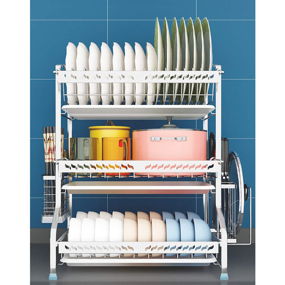 Escurreplatos 3-Nivel,Acero Inoxidable Escurreplatos con Bandeja De Goteo Portaherramientas Resistente Estante Drainer para Kitchen Counter A