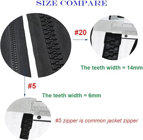 Miniatura 4 de YaHoGa Cremalleras gigantes de plástico #20 de 29.5 in para coser tiendas de campaña, abrigos, cubierta de barco, lona resistente, enormes