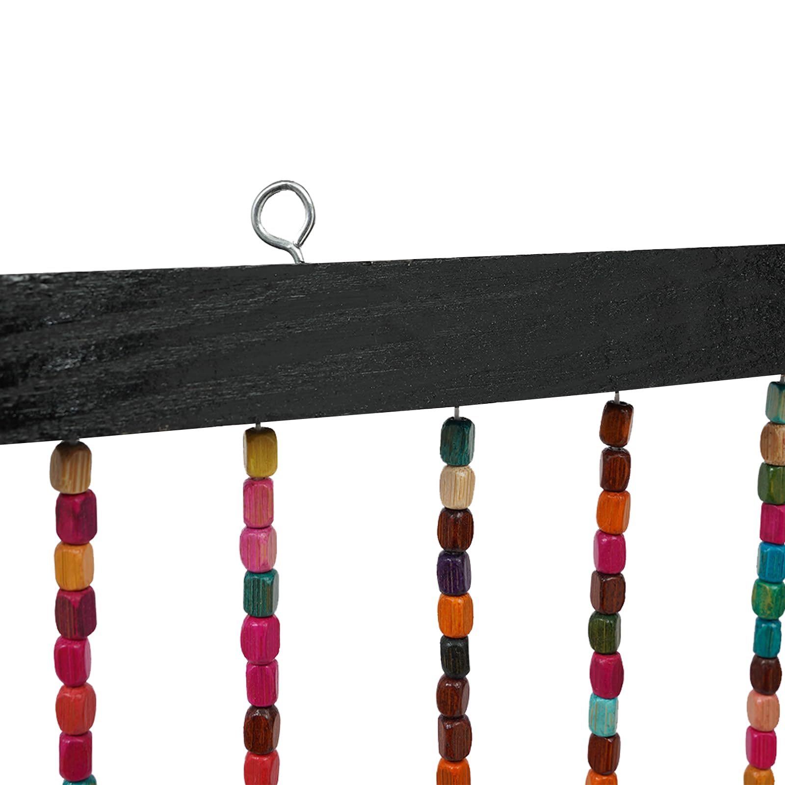 Rideau de porte en perles de bambou - 27 brins - Arc-en-ciel - Bois naturels multicolores - Rideau à fils - Anti-insectes - 90 x 175 cm