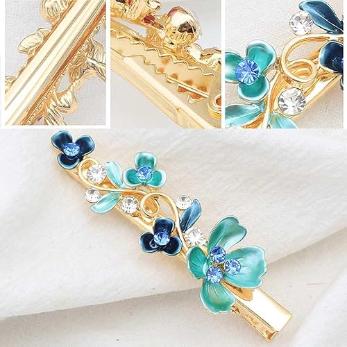 Miniatura 9 de WHITEBRIDGE 6 horquillas de pelo esmaltadas circulares multicolor simples y metálicos, pinzas de pelo de moda para mujeres y niñas, horquillas de