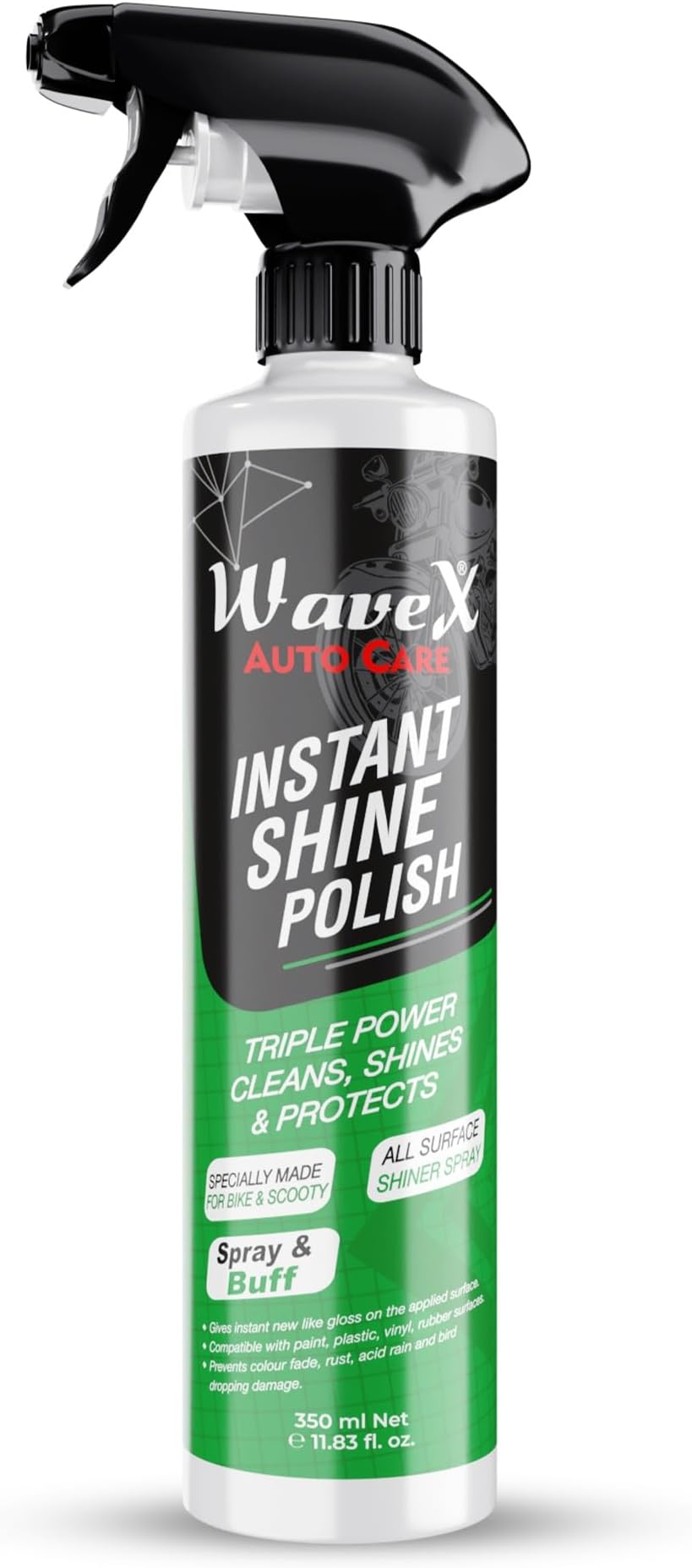 WAVEXInstant Shine Bike Polish 350ml | All in One Bike Polish for Restoring Showroom Look of Bikes & Scooters