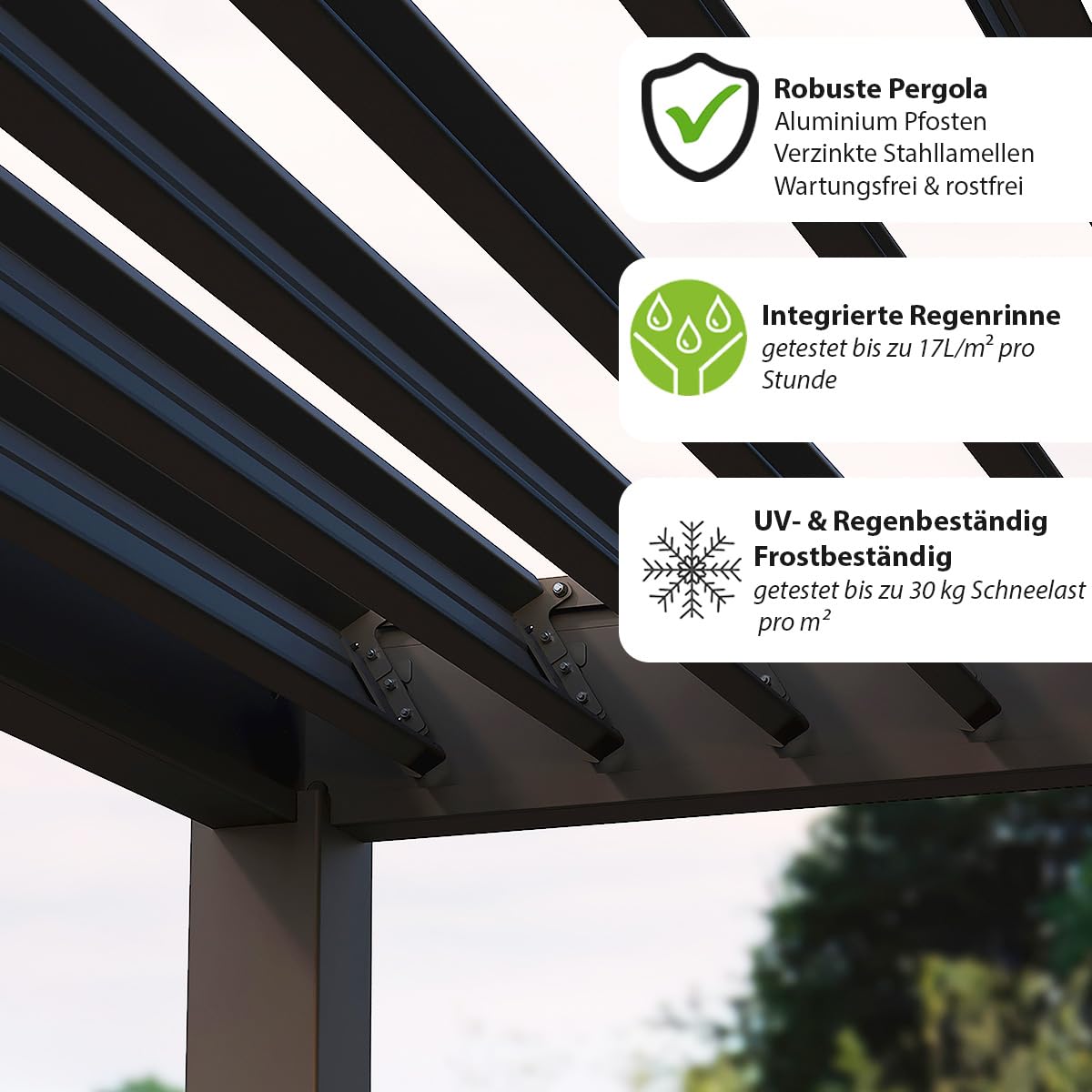 Weide Classic Pergola Aluminium freistehend 4 x 6 M Lamellendach Anthrazit Anthrazit