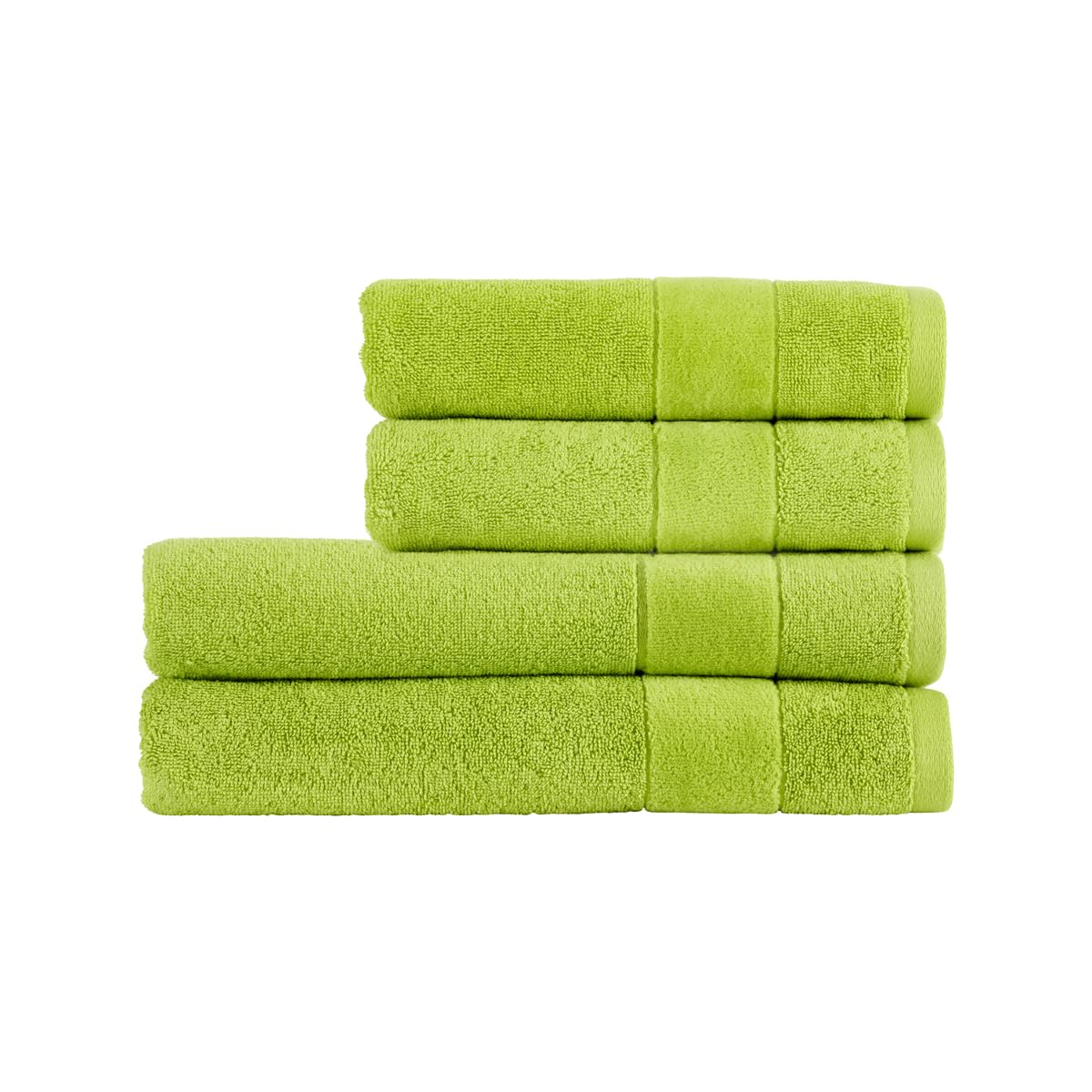 Christy Prism Bath Towel Set | 4 pieces | Vibrant Colours | 100% Turkish Cotton | Super Soft and Fluffy | Quick Dry | 2 Bath Towels 2 Hand Towels | Mojito Light Green