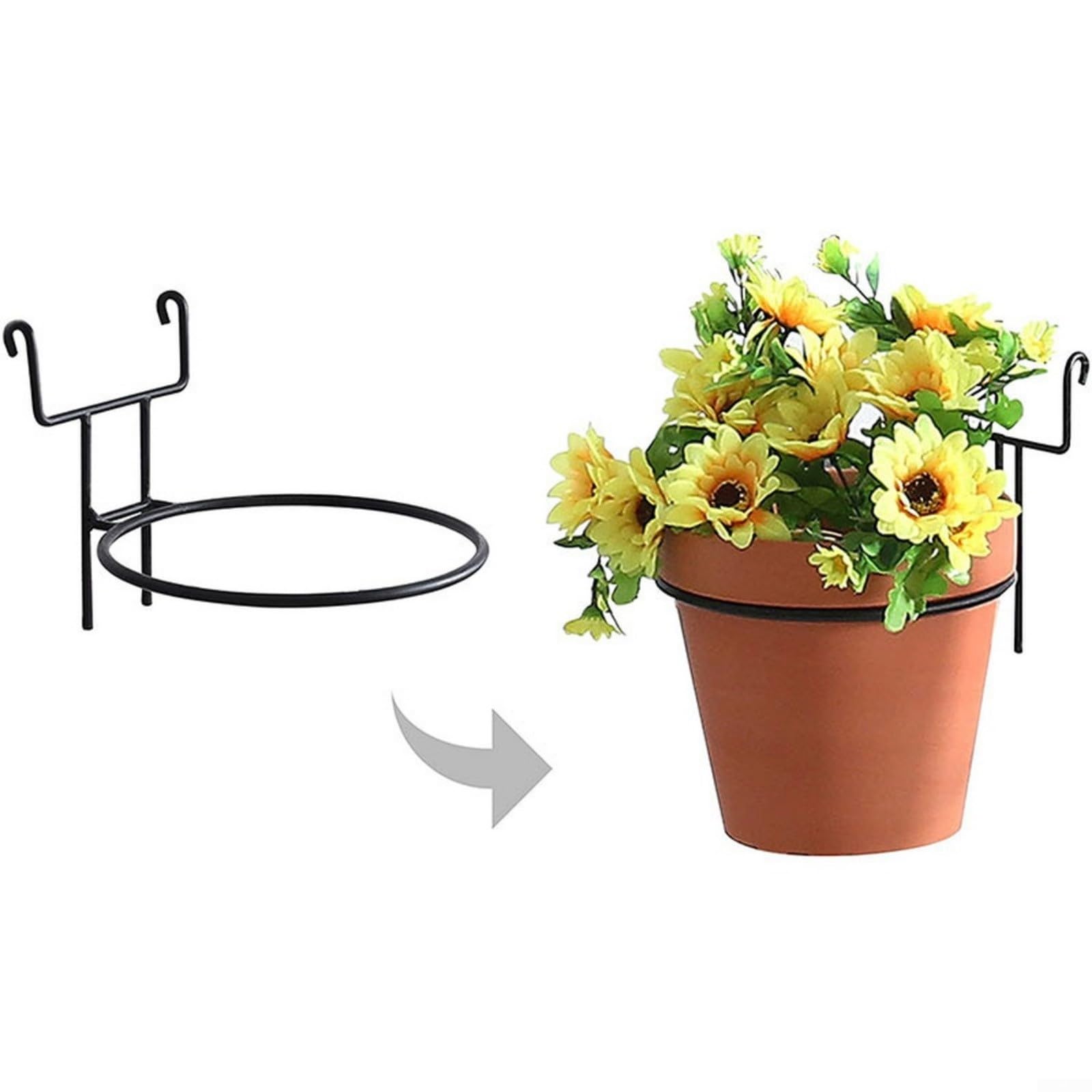 Supporti per vasi da fiori per ringhiera sospesa per piante in metallo da 17 cm, supporto per piante grasse e piccoli in vaso