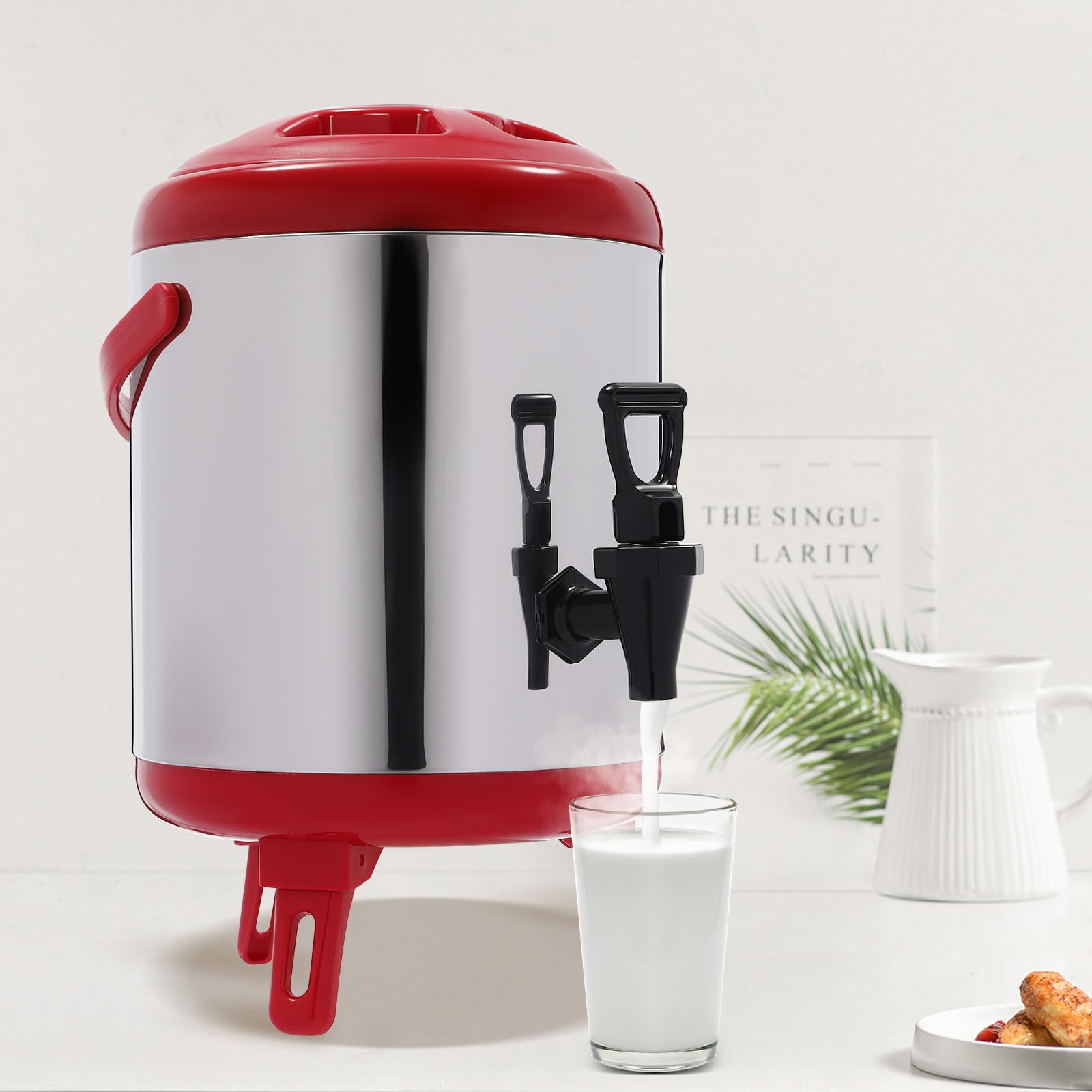 Distributore di bevande isolato in acciaio inossidabile con rubinetto, urna termica per acqua calda, caffè e bevande per feste
