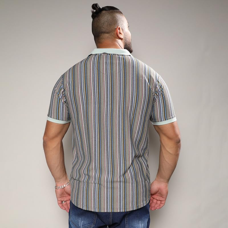 Image of Instafab Plus Men's Shirt for Casual Wear | Spread Collar | Short Sleeve | Button Closure | Plus-Size Fit | Cotton Shirt Crafted with Comfort Fit for Everyday Wear