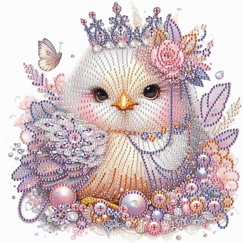 Image of AiYuanzsh 5D Special Shape Diamond Art Kits for Beginners, Diamond Art Kits for Adults Noble Chicken Pattern, Crystal Rhinestones Diamond Painting for Home Wall Decoration Gift 12x12inch