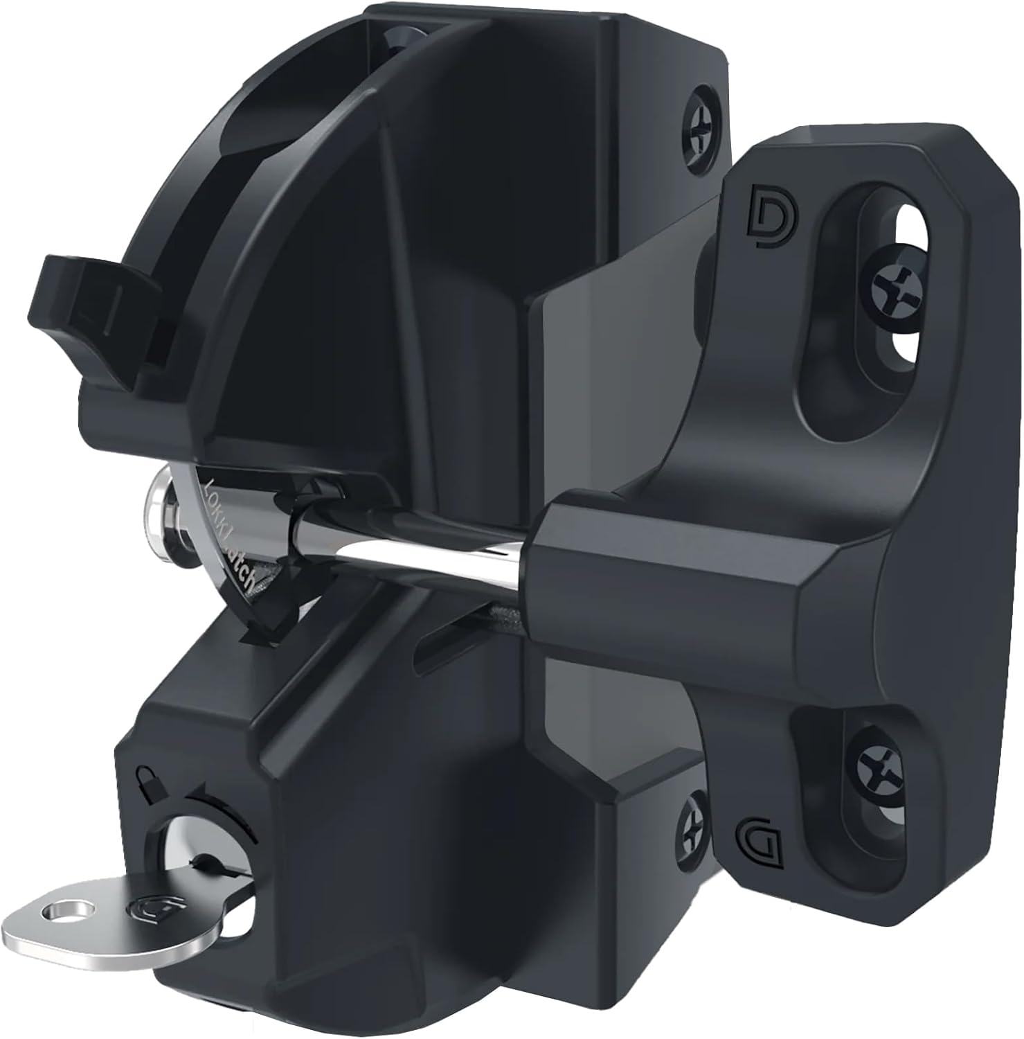 D&D Technologies LL3AL LokkLatch Gate Latch, Key Lockable and Operates On Only One Side of The Gate, for Square Frame Post Metal, Wood, Vinyl Fence Gates, Black