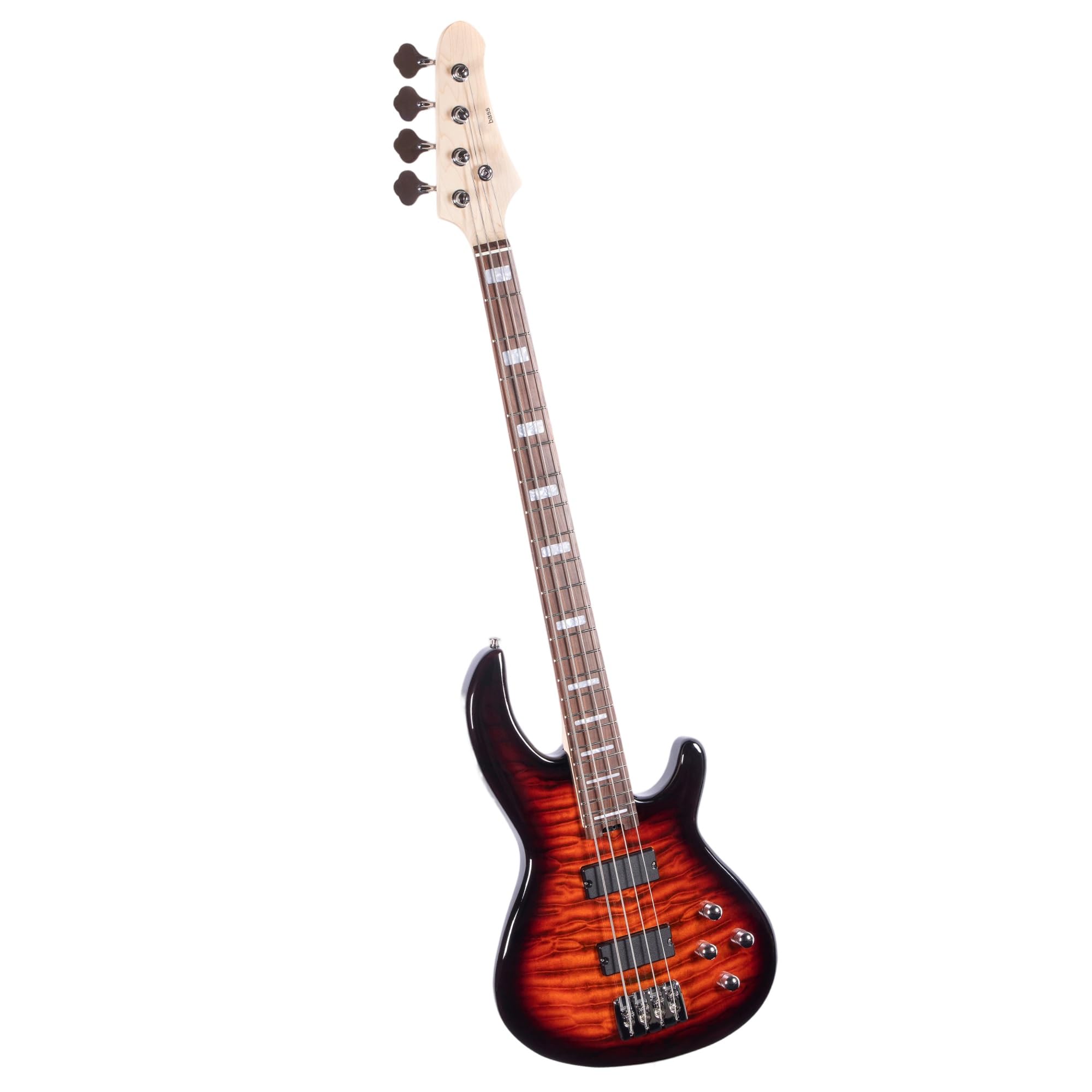Gitara Elektryczna Gitara Elektryczna Basowa Chromowane Gałki Palisander Podstrunnica Miłośnik Muzyki Profesjonalna Gra(Light Brown)