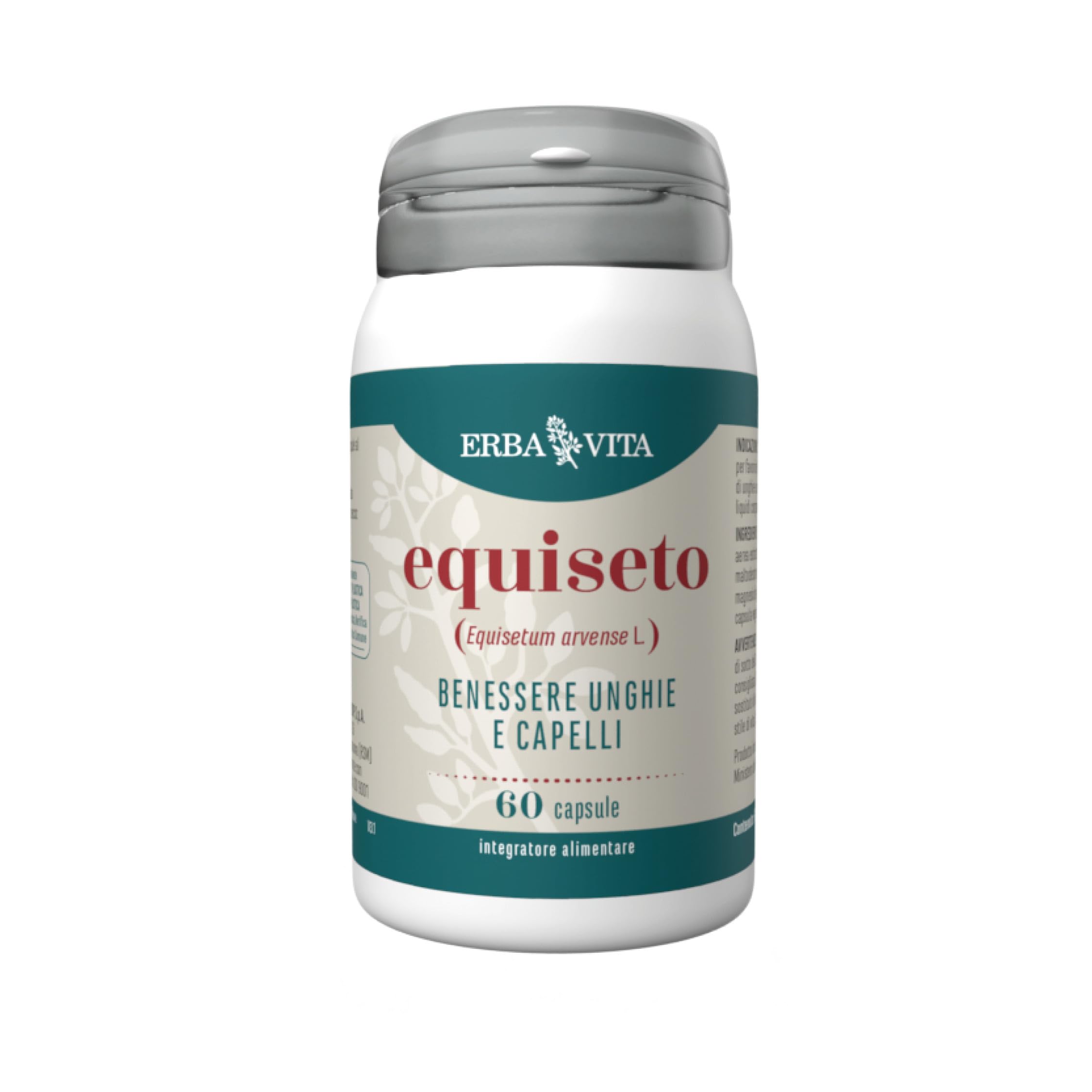 ERBA VITA Integratore Alimentare di Equiseto - 60 Capsule - Fonte naturale di silice che fvorisce il benessere dei capelli e delle unghie