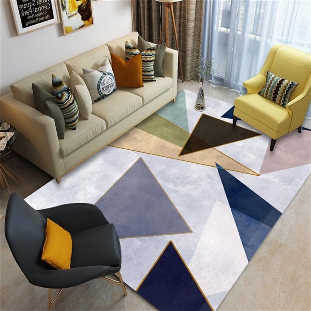 Tapis grande taille bleu antidérapant pour chambre et salon