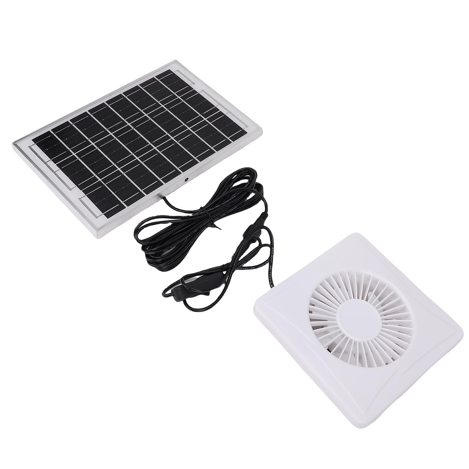 Bewinner Ventilatore di Scarico Ad Energia Solare, Pannello Solare da 6 W e Ventola di Ventilazione da 4 Pollici per Serra, Pollaio, Capannone, Cuccia per Animali Domestici