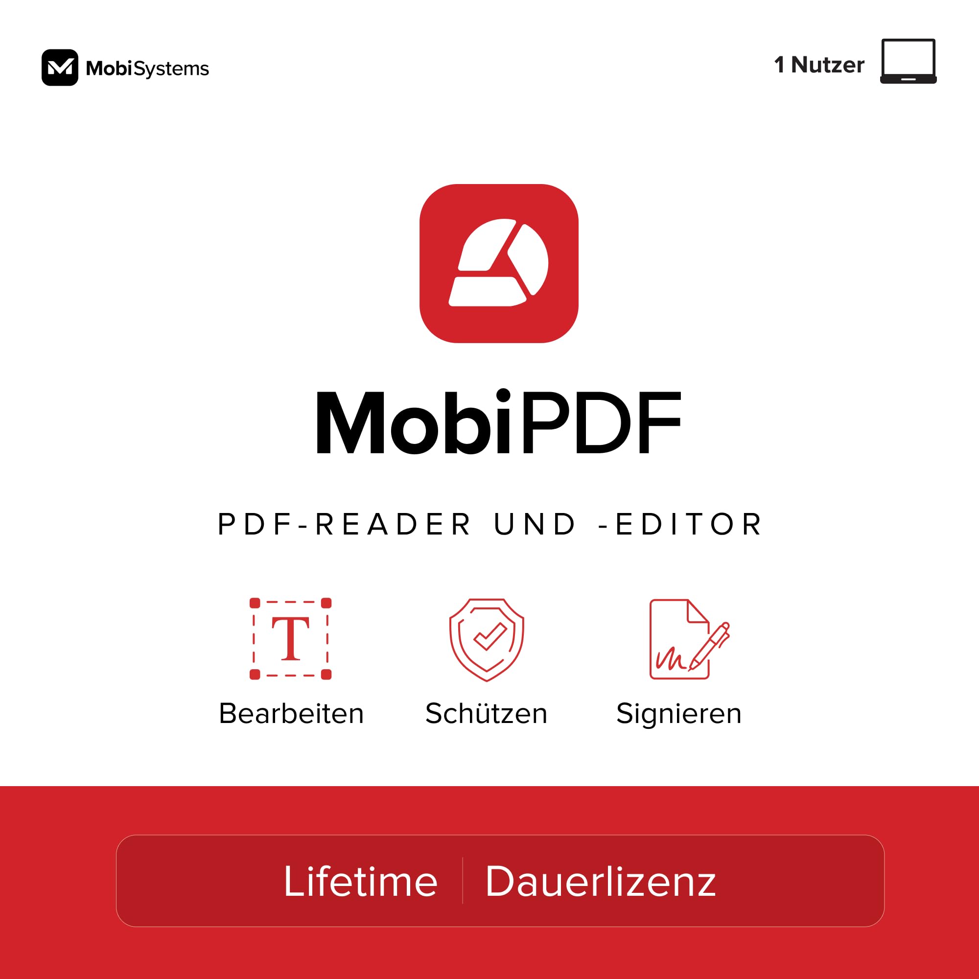 MobiPDF Lifetime – Professioneller PDF Editor | Lebenslange Lizenz | Bearbeiten, Schützen, Kommentieren, Ausfüllen und Signieren von PDFs für 1 Windows PC