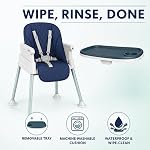 Popup closed 7-in-1 Fully Convertible Baby High Chair – Newborn to Toddler Booster, Foldable & Portable, Easy-Clean Washable Cushion, Removable Tray, 5-Point Safety Harness – Grows with Your Child (Dark Blue)
