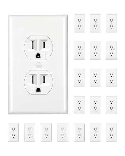 Miniatura 1 de DEWENWILS Tomacorriente dúplex para receptáculo, paquete de 20 tomas de corriente de pared estándar, 15 amperios125 V, resistente a manipulaciones,