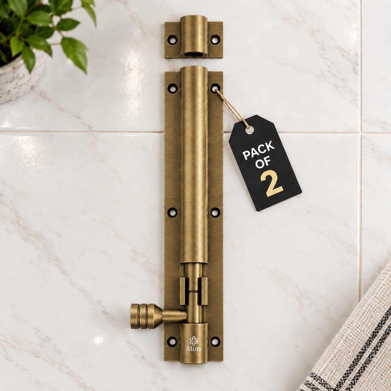 Atom 8 Inch Tower Bolts - Antique Finish (Pack of 4) -5