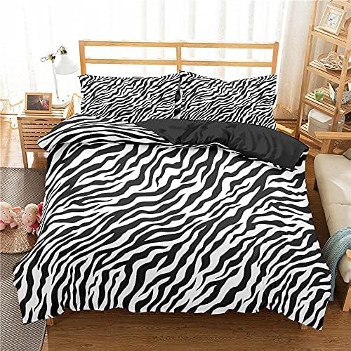 羽毛布団カバーセッ3dプリント寝具セッ,ゼブラ柄大人布団カバー3点セッ,優しい肌触りマイクロファイバー柔らかい通気性,1掛け布団カバー190*210cmと2枕カバー43x63cm